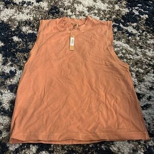 Skims Brand New Cotton Jersey Mock Neck Tank Sedona